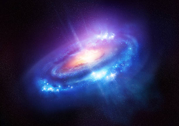 Colourful Spiral Galaxy in Deep Space A beautiful bright galaxy with billions of stars and a black hole at its centre in deep space. Illustration. spiral galaxy stock pictures, royalty-free photos & images