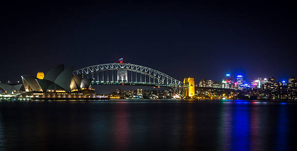 istock Sydney Cityscape with Opera House and Harbour Bridge at Night 525630935