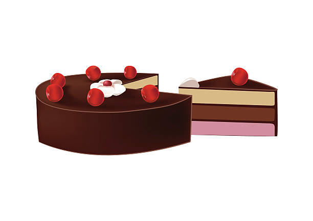 ilustrações de stock, clip art, desenhos animados e ícones de delicioso bolo de chocolate com cerejas - dieting food cake sponge cake