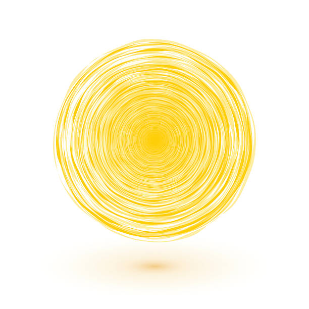 symbol słońce żółty koło składające się z cienkich linii - watercolour paints watercolor painting orange backgrounds stock illustrations