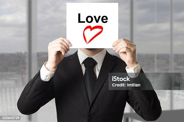 Businessman Hiding Face Love Heart Symbol Stock Photo - Download Image Now - Adult, Adults Only, Anniversary