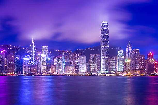 istock Hong Kong Victoria Harbour cityscape at night. 525641057