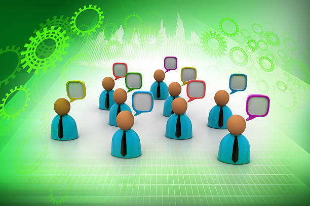 istock 3d business people icon with speech bubbles 525641141