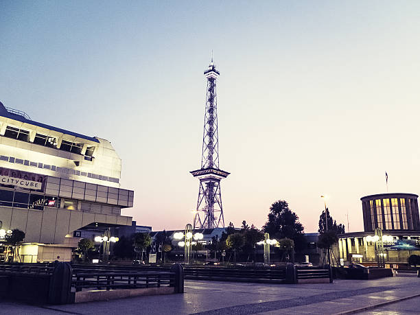 vintage evening shoot of the funkturm, berlin germany.
