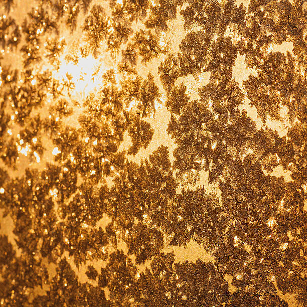 istock Snowflakes and ice on frozen window 525649903