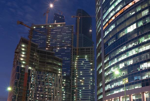 istock Moscow. Office buildings at night 525652445