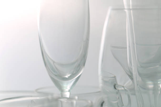 istock many glass placed on the foods table. 525652665