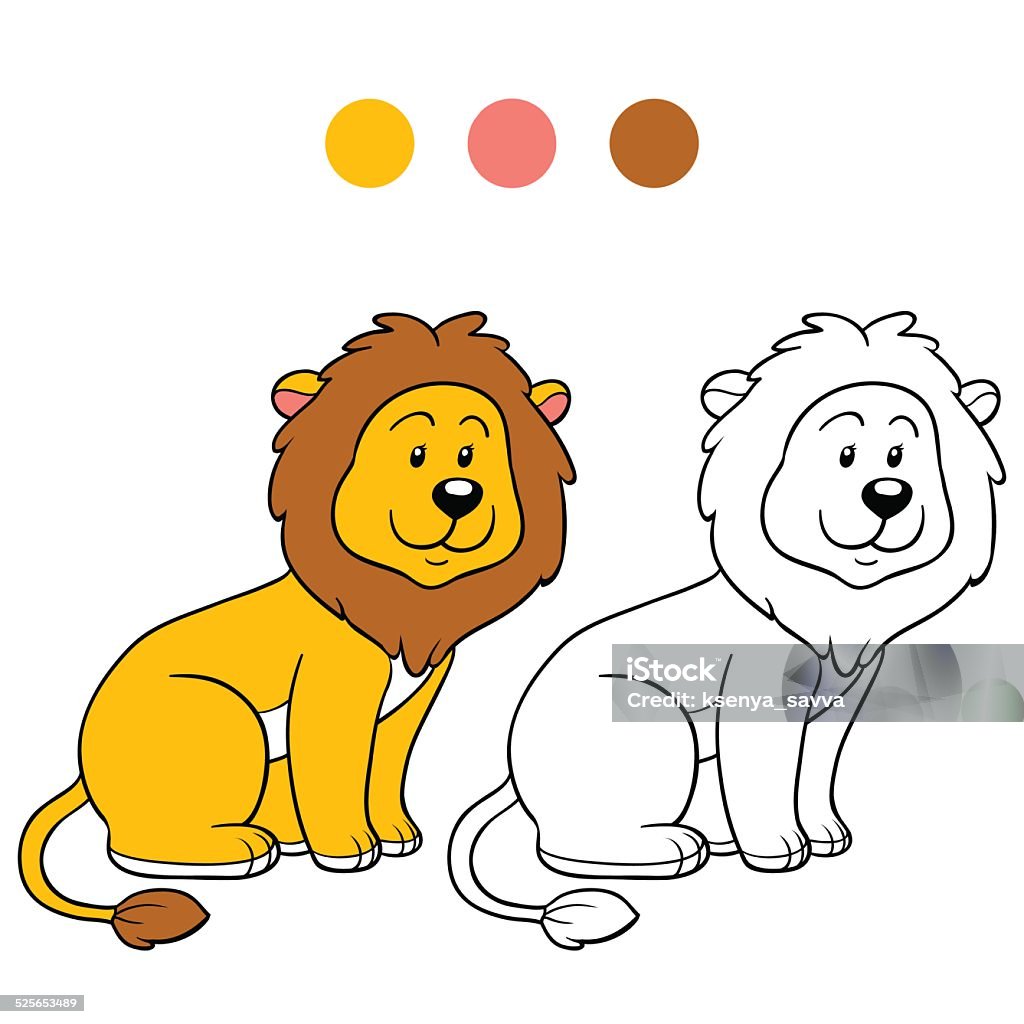 Coloring book (lion) Activity stock vector