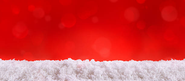 istock Red christmas background and white snow. 525654353
