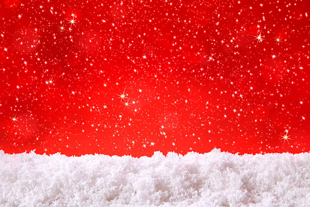 istock Red christmas background and white snow. 525655679