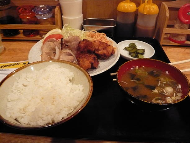 istock Fried Chicken Rice Dinner Set, Shinjuku, Tokyo, Japan 525670949