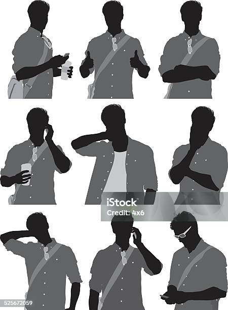 Various Poses Of Casual Man Stock Illustration - Download Image Now - Fully Unbuttoned, Men, Shirt