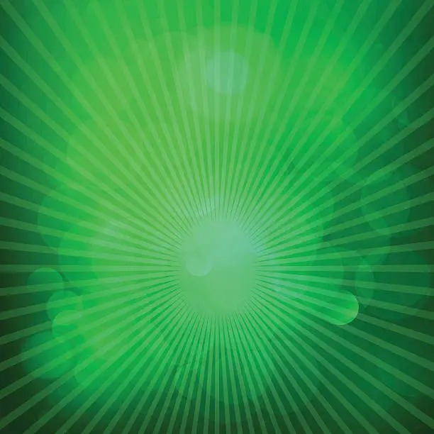 Vector illustration of Background in green rays color with bubbles