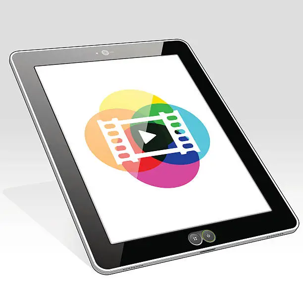 Vector illustration of Tablet PC vertical media play