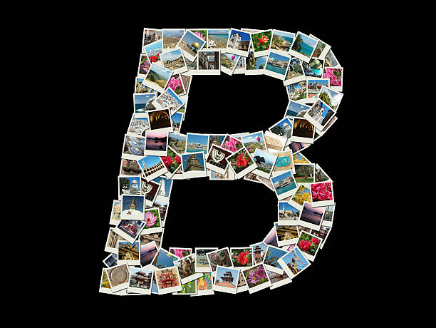 istock Shape of  B letter made like travel collage (Latin alphabet) 525672955