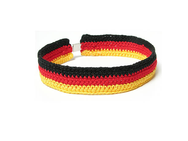 istock Hand worked crocheted collar in the colour of germanys flag 525674423