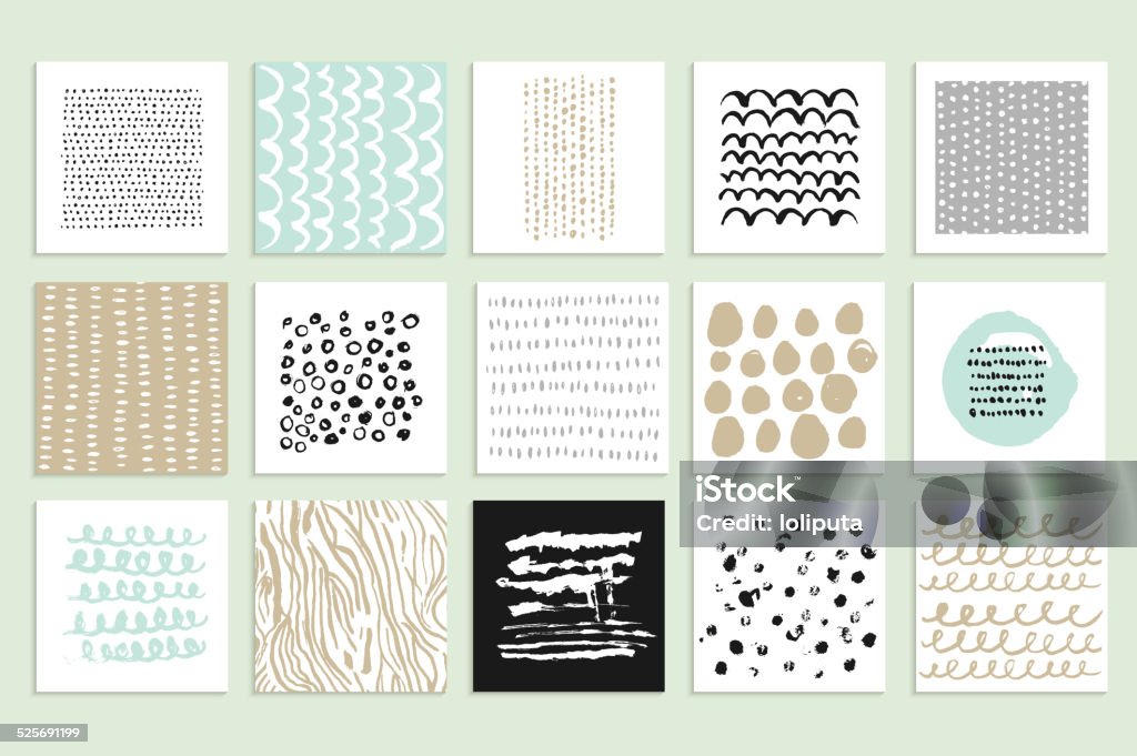 15 creative cards. Hand Drawn textures made with ink. http://s2.ipicture.ru/uploads/20131111/UyJKIj3M.jpg Pattern stock vector