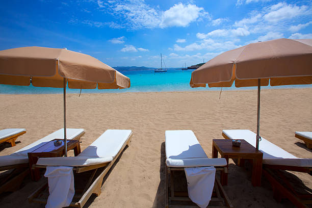 istock Ibiza Cala Bassa beach with turquoise Mediterranean 525691903