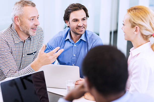 istock Businessman talking on a meeting. 525692197