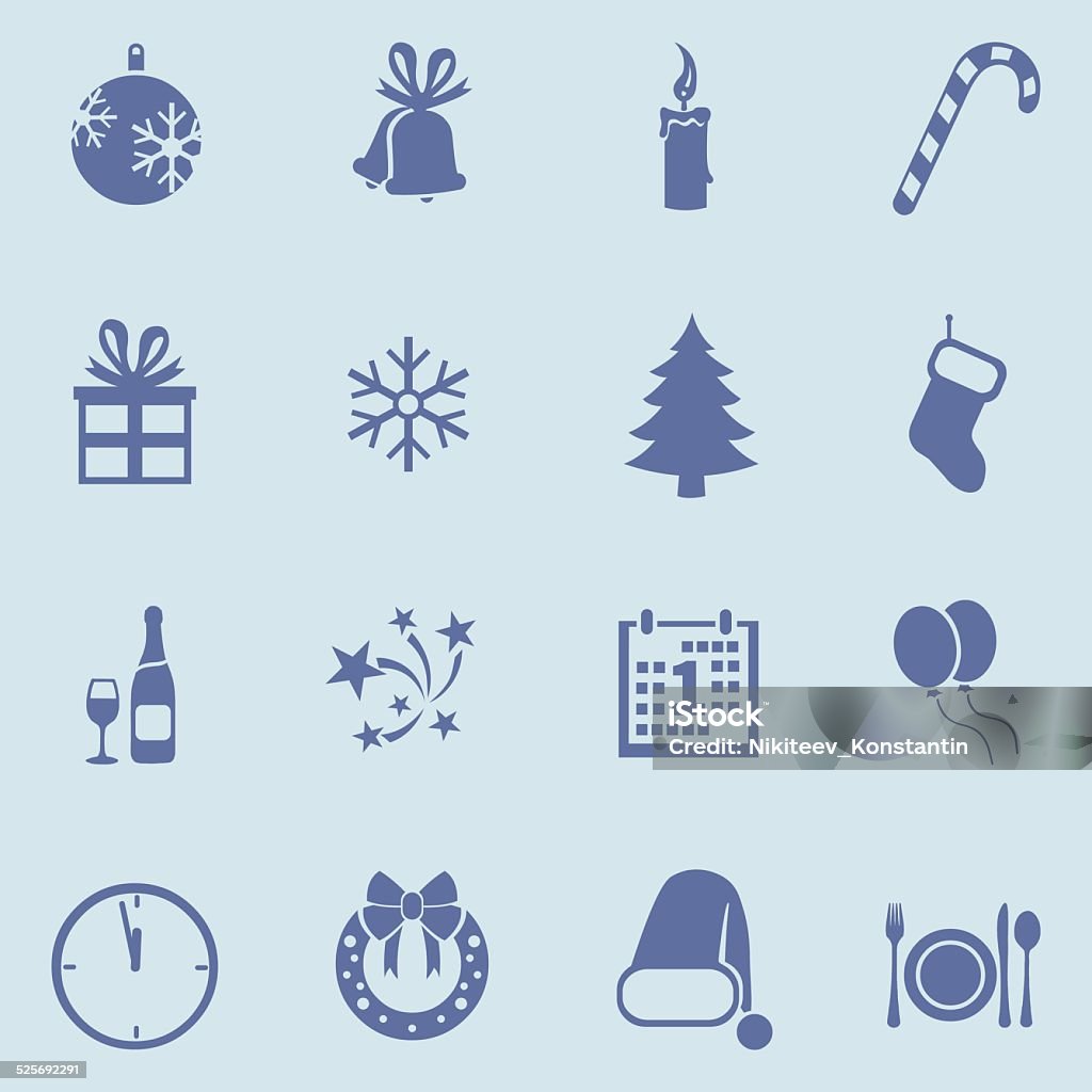 Vector Set of New Year and Christmas Icons - Royalty-free Akşam yemeği Vector Art Vector Set of New Year and Christmas Icons - Royalty-free Akşam yemeği Vector Art