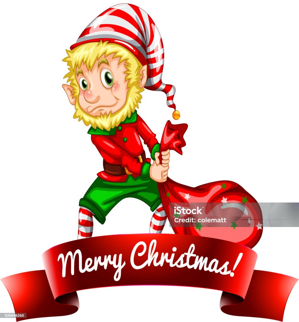 Christmas elf Christmas elf dragging his toys Boys stock vector