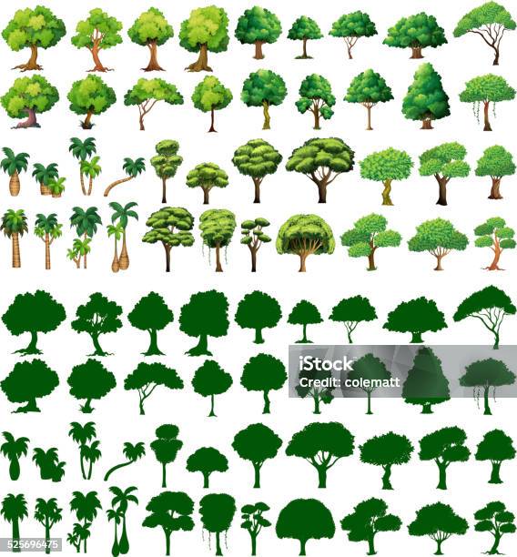 Silhoutte Of Trees Stock Illustration - Download Image Now - Tree, Vector, Sketch