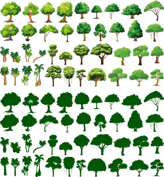 Vector illustration of Silhoutte of trees