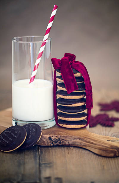 Milk and cookies for Santa. Vertical.