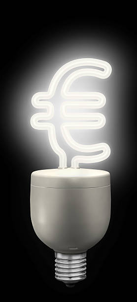 euro lámpara de bajo consumo - fluorescent light resourceful energy fuel and power generation fotografías e imágenes de stock
