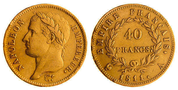 40 francs français antique pièces d'or de napoléon bonaparte, 1811 - napoleon bonaparte photos et images de collection