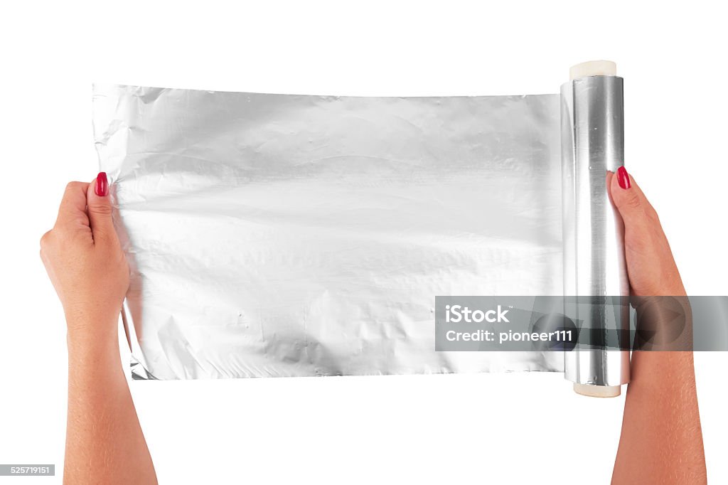 aluminum foil woman holding a roll of aluminum foil Abstract Stock Photo
