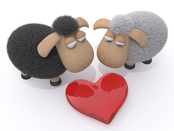 Sticky paper and articles made of paper in the form of sheep. Isolated on white