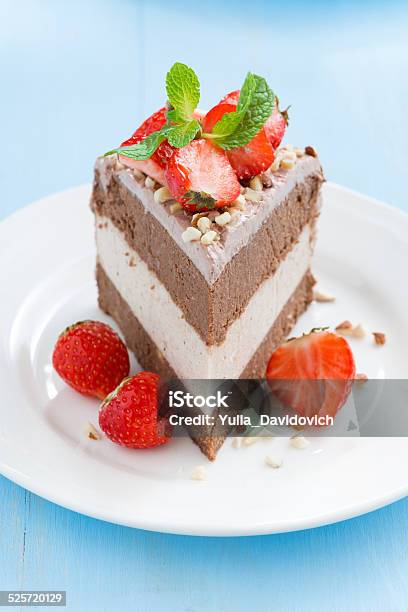 Piece Of Chocolate Cake With Fresh Strawberries Stock Photo - Download Image Now - Bakery, Baking, Berry