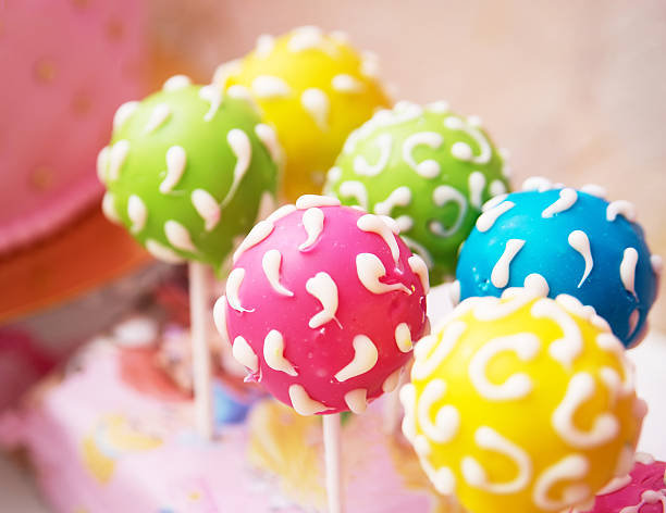 cake pops. Sweet candy on ctick. Indoor
