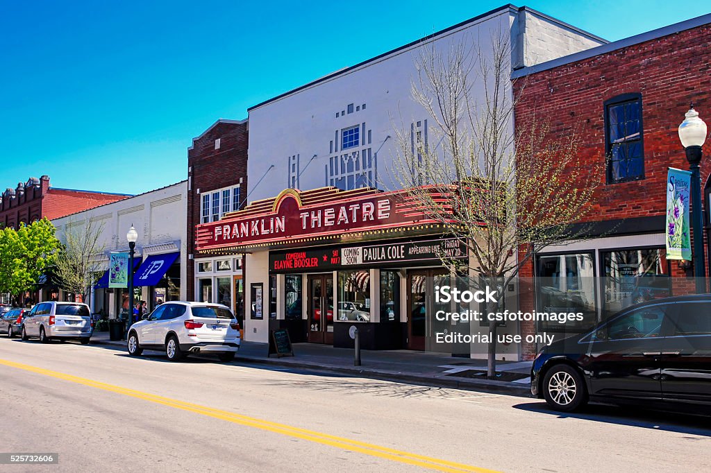 The Franklin Theatre on Main Street in downtown Franklin, Tennessee Franklin, TN, USA - April 4, 2016: The Franklin Theatre on Main Street in downtown Franklin, Tennessee Franklin - Tennessee Stock Photo