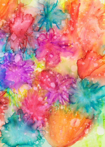 istock Watercolor and ink hand painted colorful textured background 525732674