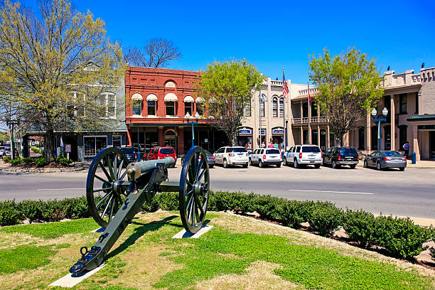 Civil war canon on the Memorial Square in Franklin, Tennessee stock photo