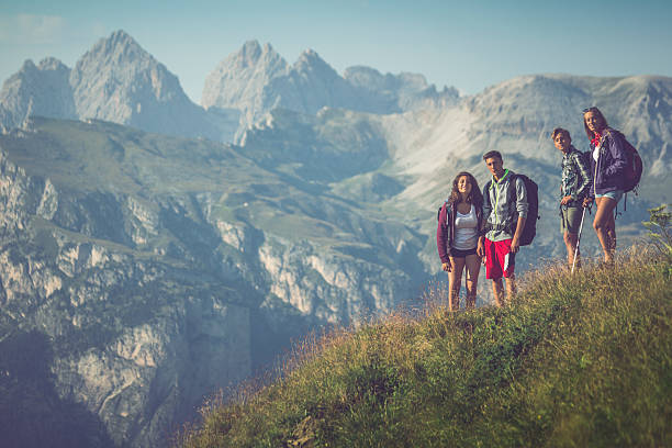 A group of teenage friends,  adventures on the mountain, on the Italian Dolomites.