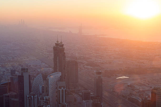 istock Aerial view of downtown in Dubai with blue sky 525734002