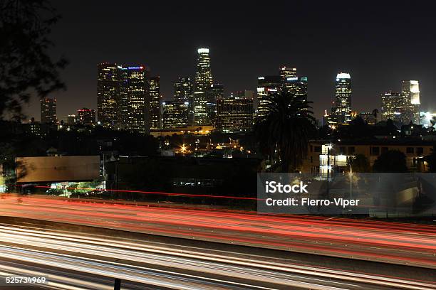 Los Angeles At Night Stock Photo - Download Image Now - City Life, City Of Los Angeles, Cityscape