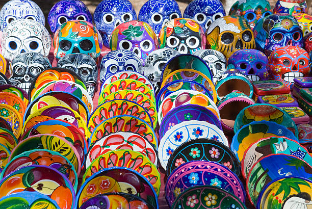 istock Mexico. Souvenir bench. Plate and mask. 525735035