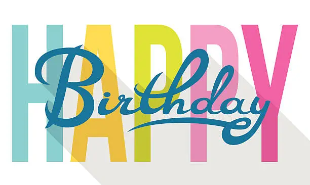 Vector illustration of Happy Birthday colorful calligraphy card