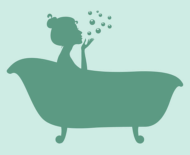 Woman in Bathtub Silhouette Woman in bathtub. Silhouette bathtub illustrations stock illustrations