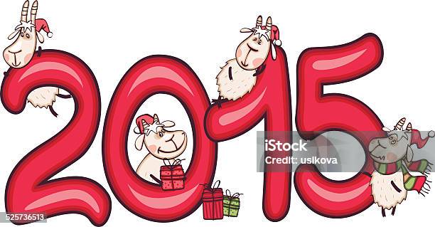 Banner 2015 With The Goat Stock Illustration - Download Image Now - 2015, Animal, Animal Markings