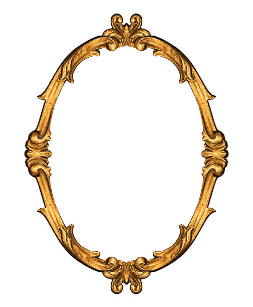 Vintage frame isolated on white Gold vintage frame -Clipping Path ellipse photos stock pictures, royalty-free photos & images