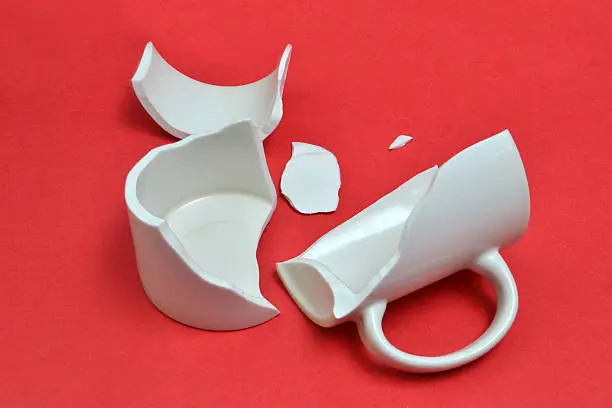 broken cup/mug on bright background