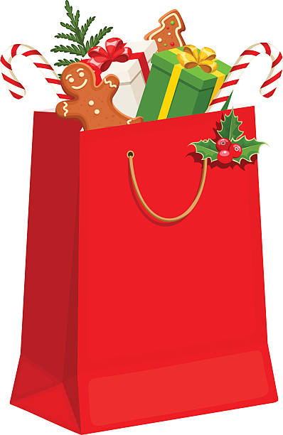クリスマスギフトバッグを差し上げます。ベクトルイラスト。 - christmas bag shopping bag gift点のイラスト素材／クリップアート素材／マンガ素材／アイコン素材