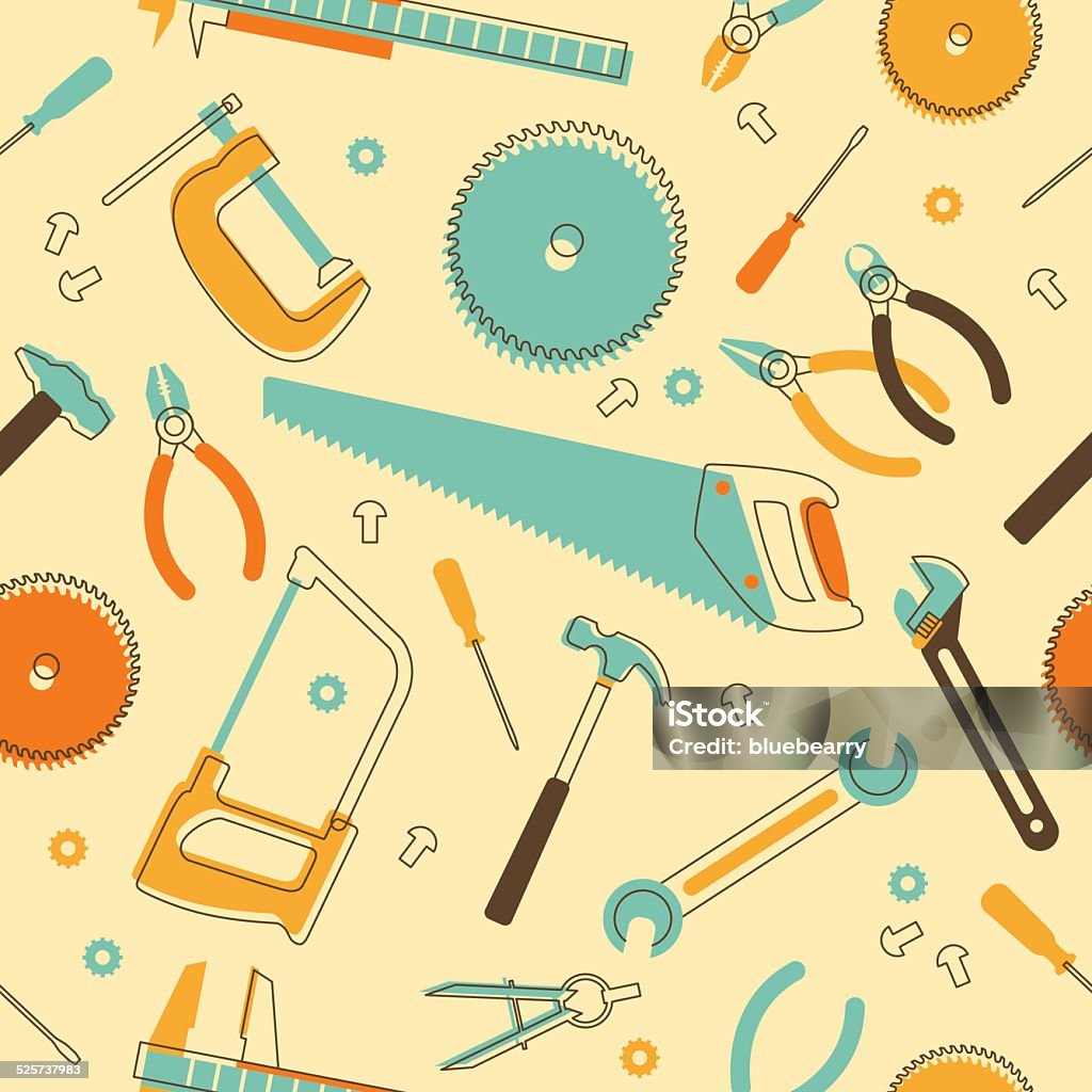 Hand Tools Themes Seamless Background With Hand Tools Stock Illustration - Download Image ...