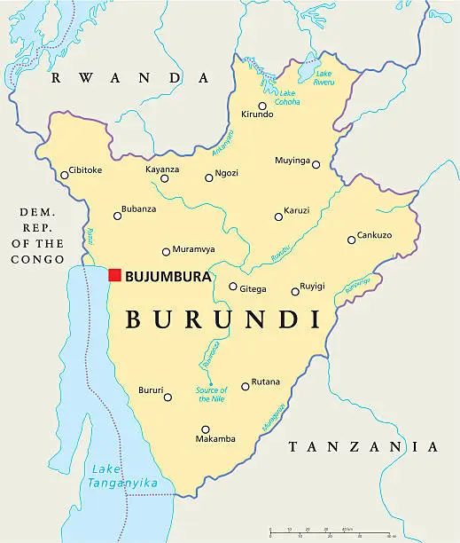 Vector illustration of Burundi Political Map