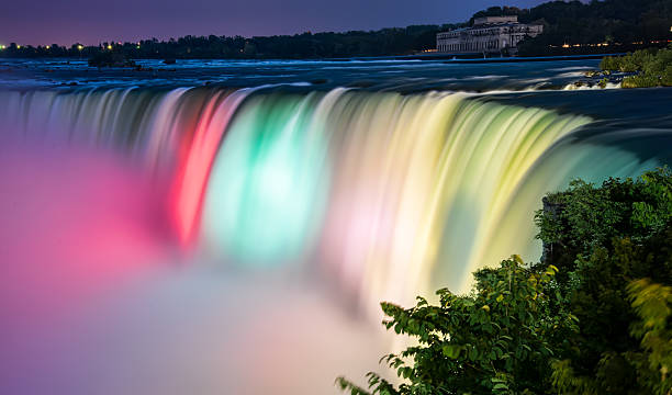 Colorful Lit Niagara Falls stock photo